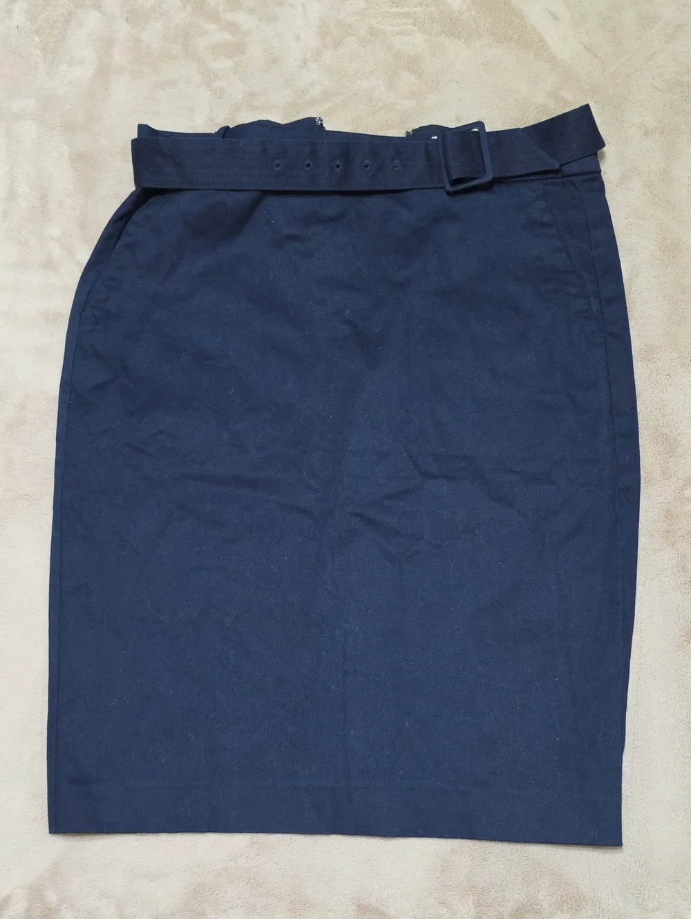 J. Crew Dark Navy Belted Pencil Skirt
